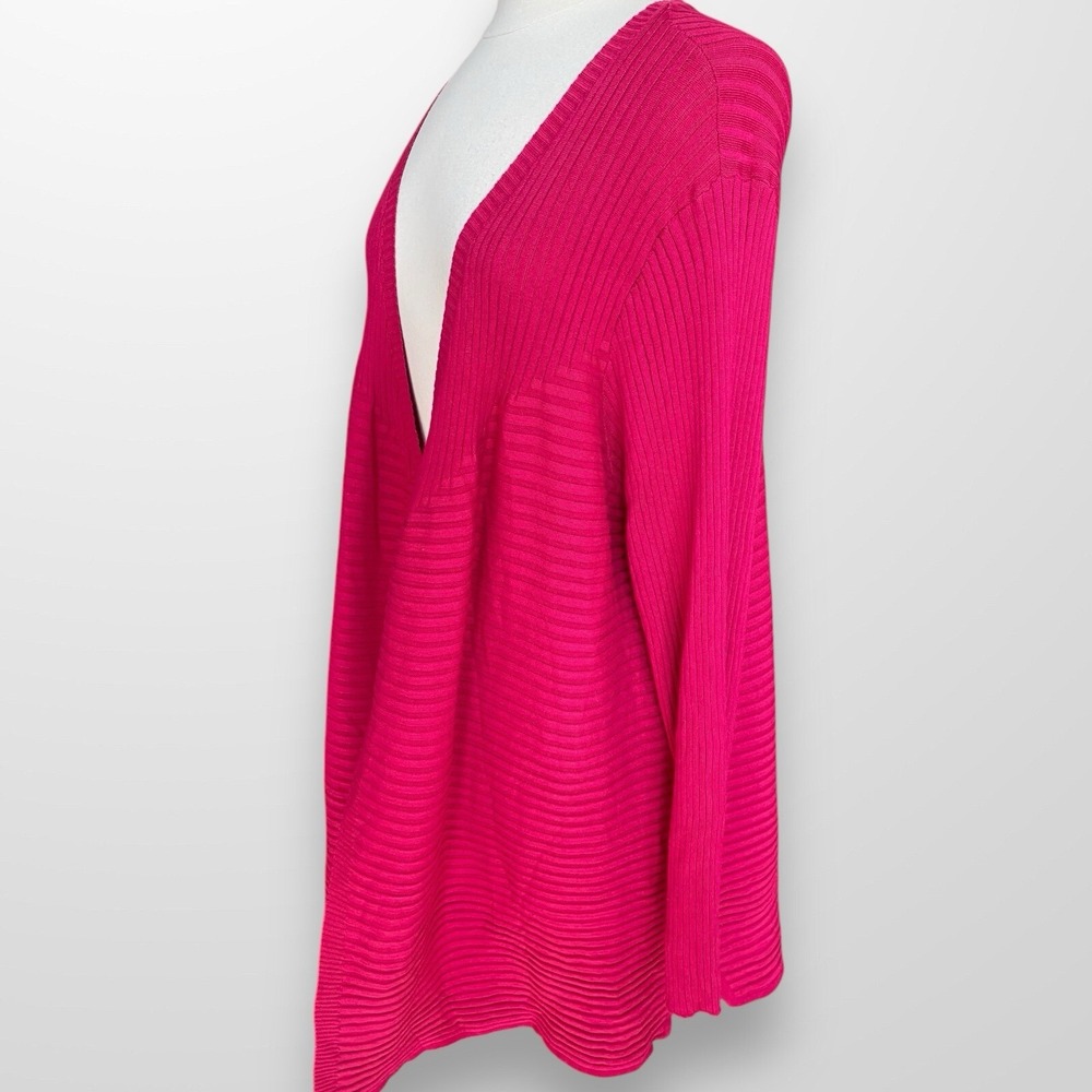 Lane Bryant Womens Size 22 / 24 Cardigan Sweater Lightweight Ribbed Pink Stretch - Picture 6 of 8